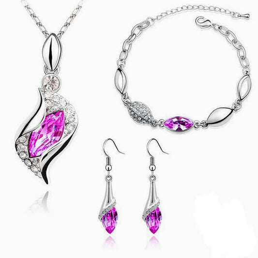 Fashion Angel Elf Crystal Necklace Earring Bracelet Jewelry Set Wholesale