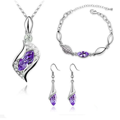 Fashion Angel Elf Crystal Necklace Earring Bracelet Jewelry Set Wholesale