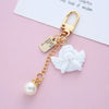 Fashion Angel Heart Shape Alloy Resin Inlay Rhinestones Pearl Women'S Keychain 1 Piece