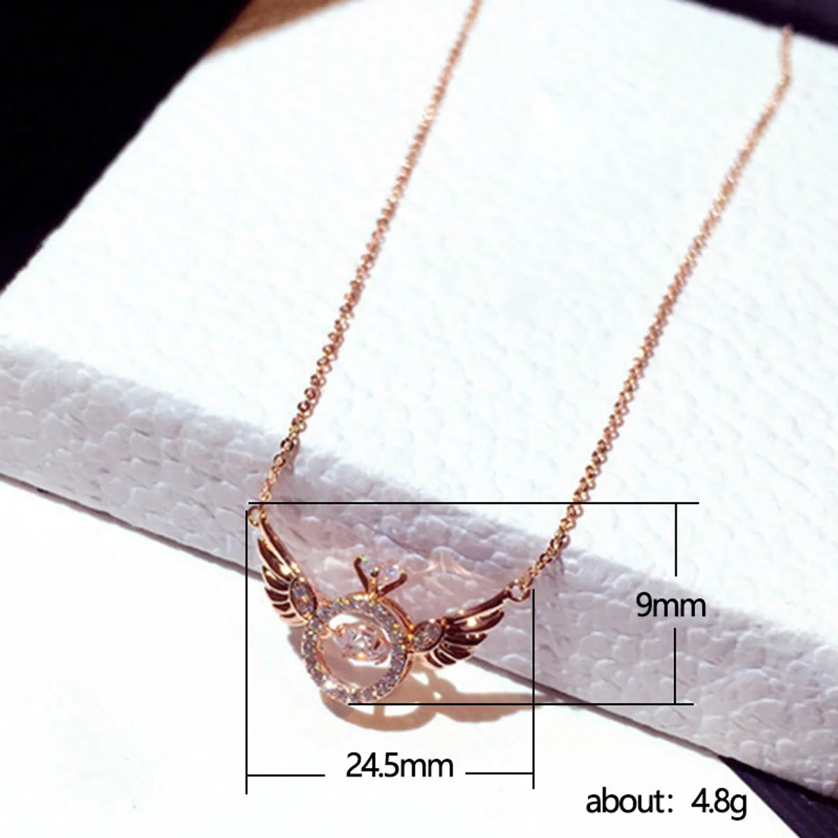 Fashion Angel Wings Inlaid Zircon Short Collarbone Necklace Including Chain