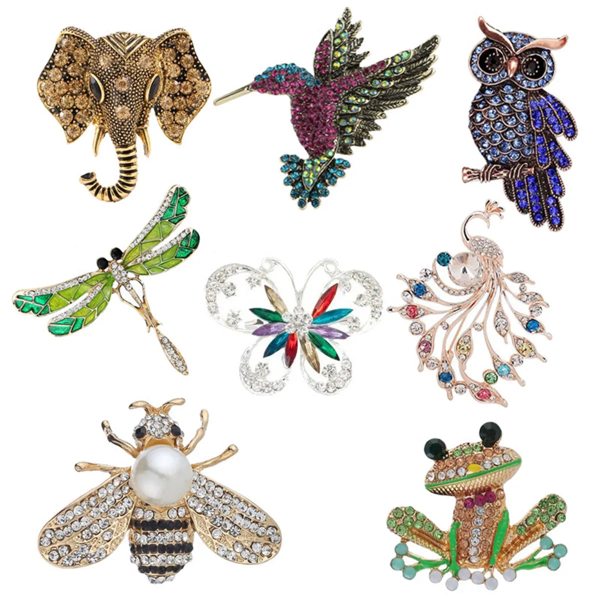 Fashion Animal Alloy Plating Artificial Gemstones Unisex Brooches