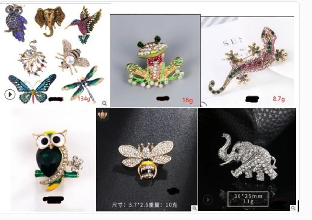 Fashion Animal Alloy Plating Diamond Women'S Brooches