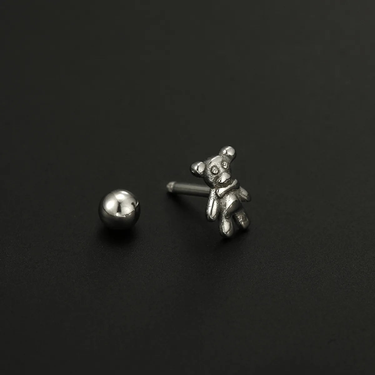 Fashion Animal Bear Stainless Steel Plating Ear Studs 1 Piece