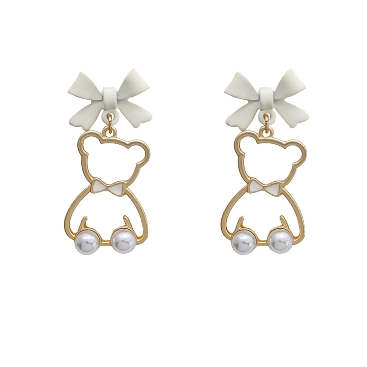 Fashion Animal Bow Knot Imitation Pearl Alloy Stoving Varnish Earrings