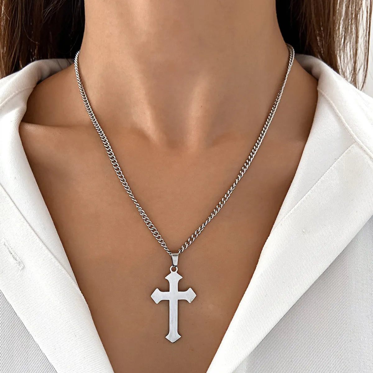 Fashion Animal Cross Heart Shape Stainless Steel Plating Hollow Out Pendant Necklace 1 Piece