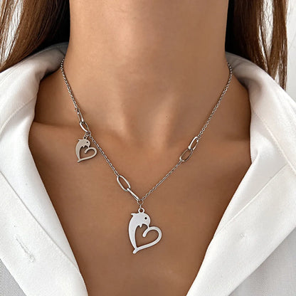 Fashion Animal Cross Heart Shape Stainless Steel Plating Hollow Out Pendant Necklace 1 Piece