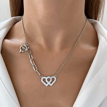 Fashion Animal Cross Heart Shape Stainless Steel Plating Hollow Out Pendant Necklace 1 Piece