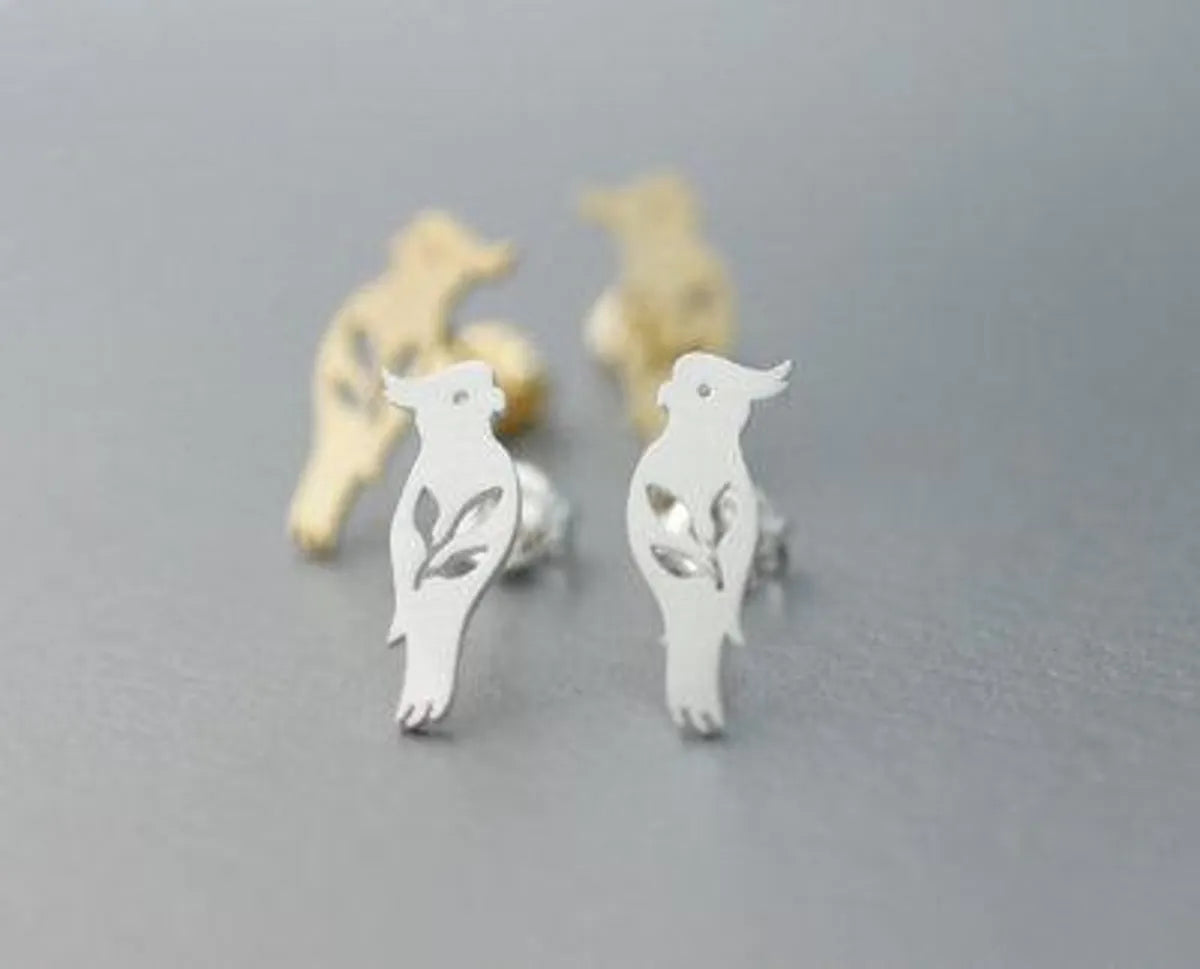 Fashion Animal Hollow Bird Parrot Alloy Earrings Nhcu146554