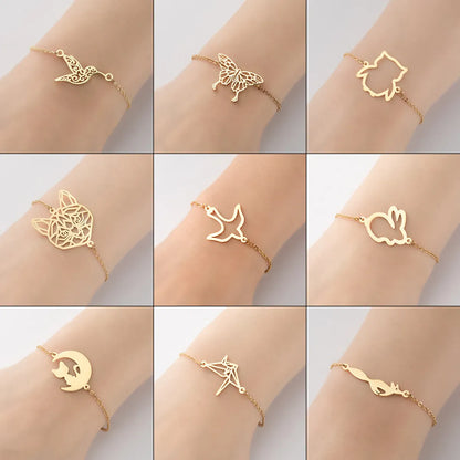 Fashion Animal 201 Stainless Steel 18K Gold Plated Bracelets In Bulk