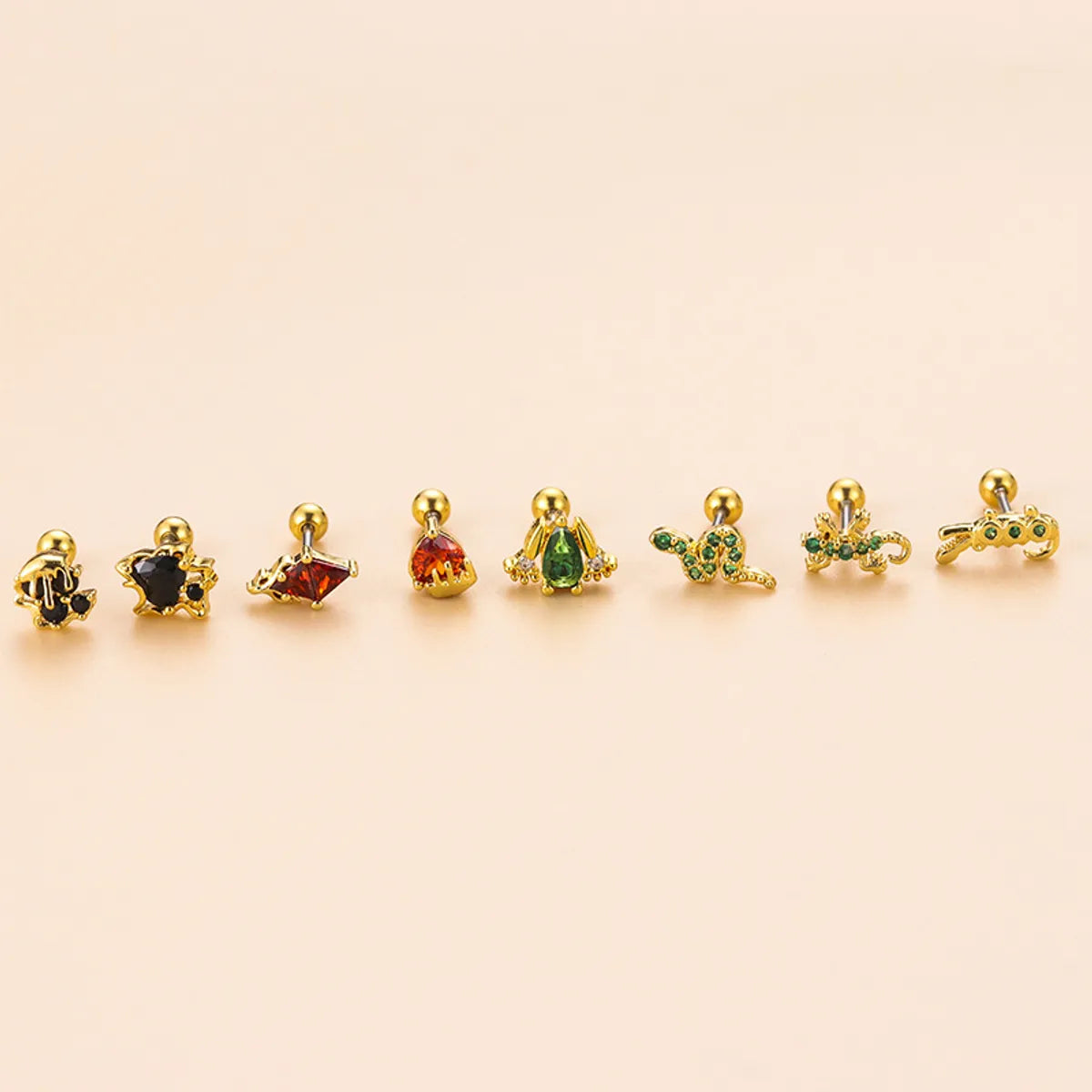 1 Piece Ear Cartilage Rings & Studs Fashion Animal 316 Stainless Steel  Copper Plating Zircon