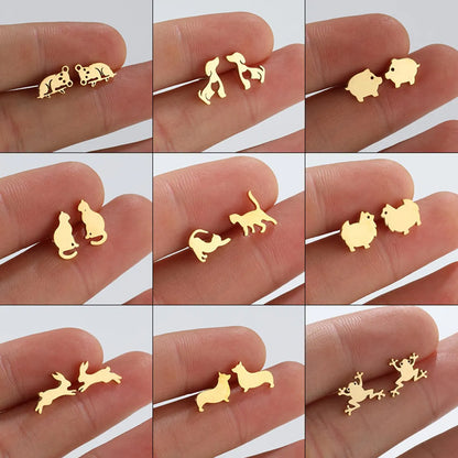 Fashion Animal Titanium Steel Ear Studs 1 Pair