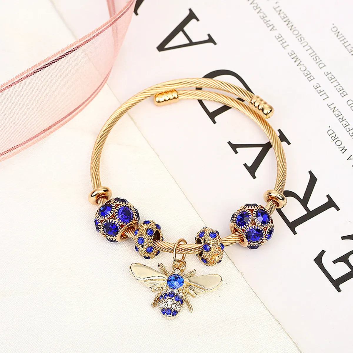 Fashion Animal Titanium Steel Plating Artificial Gemstones Bangle 1 Piece