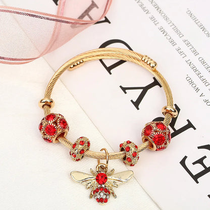 Fashion Animal Titanium Steel Plating Artificial Gemstones Bangle 1 Piece