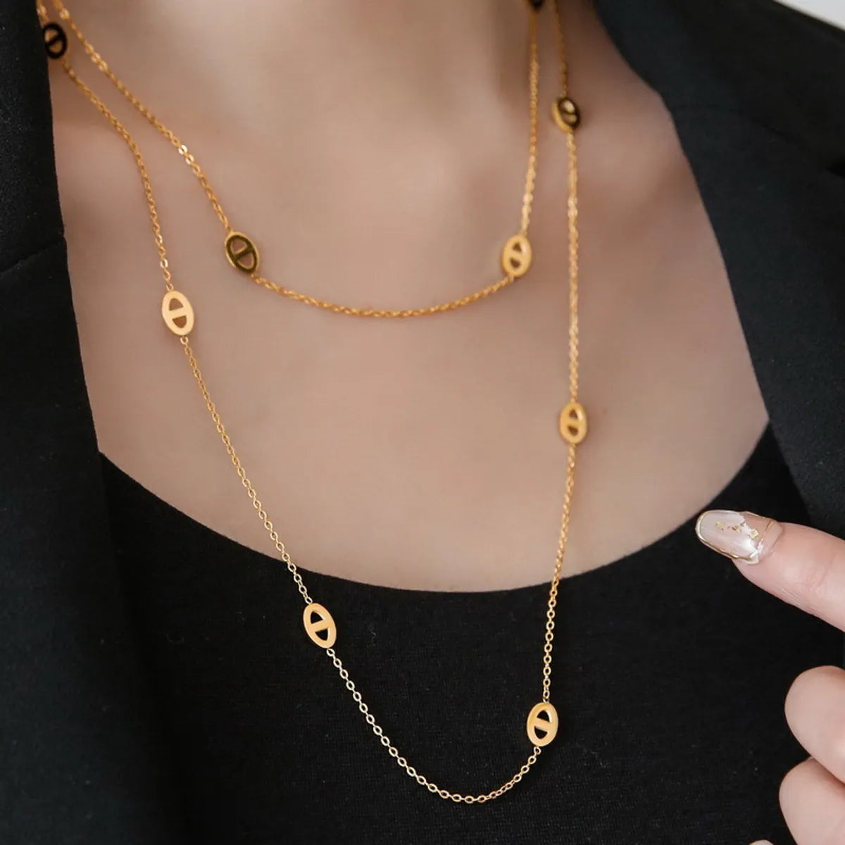 Fashion Animal Titanium Steel Plating 18k Gold Plated Sweater Chain