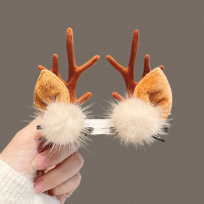 Fashion Antlers Plastic Patchwork Hair Clip 1 Pair