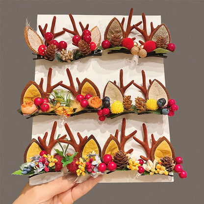 Fashion Antlers Plastic Patchwork Hair Clip 1 Pair