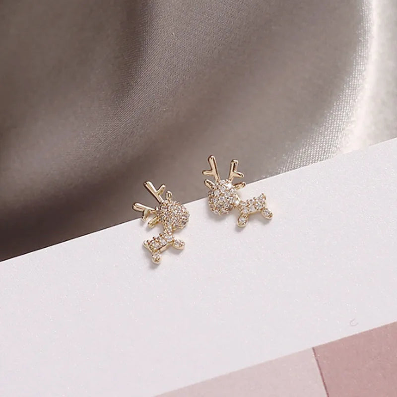 Fashion Antlers Rhinestone Inlay Women'S Ear Studs 1 Pair