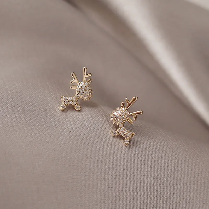 Fashion Antlers Rhinestone Inlay Women'S Ear Studs 1 Pair