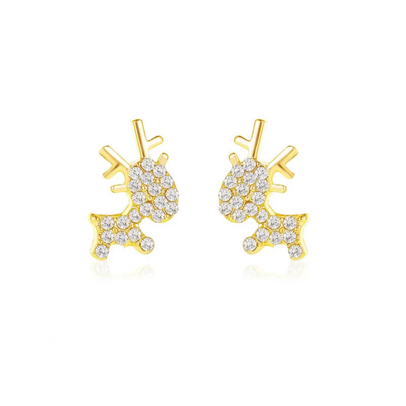 Fashion Antlers Rhinestone Inlay Women'S Ear Studs 1 Pair