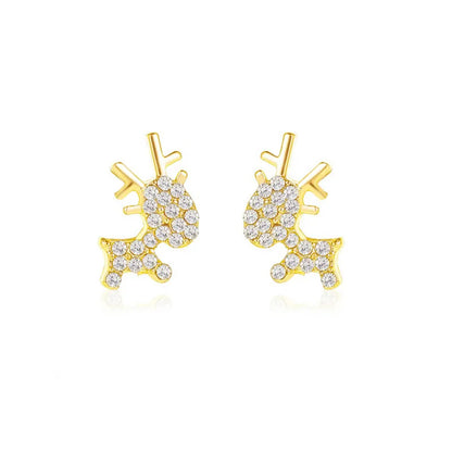 Fashion Antlers Rhinestone Inlay Women'S Ear Studs 1 Pair