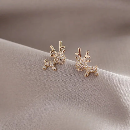 Fashion Antlers Rhinestone Inlay Women'S Ear Studs 1 Pair