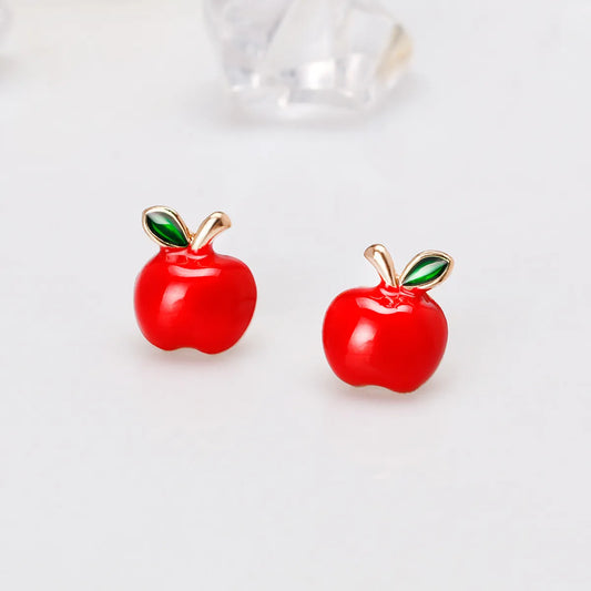 Fashion Apple Alloy Enamel Women's Ear Studs 1 Pair