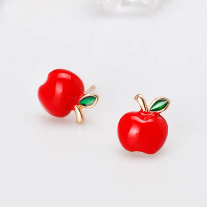 Fashion Apple Alloy Enamel Women's Ear Studs 1 Pair