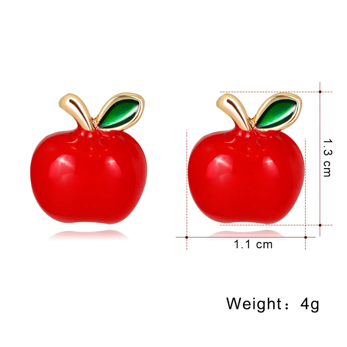 Fashion Apple Alloy Enamel Women's Ear Studs 1 Pair