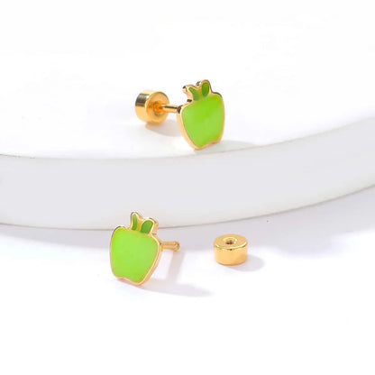 Fashion Apple Stainless Steel Ear Studs