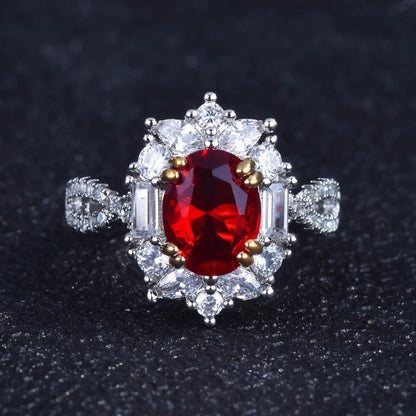 Fashion Synthetic Ruby Ring Inlaid Seiko Simple Opening Colored Gems Female Copper Ring