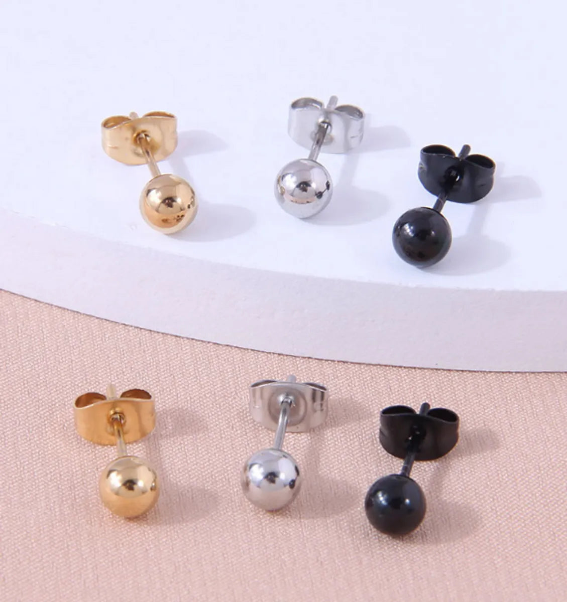 1 Pair Fashion Ball Plating Stainless Steel Ear Studs