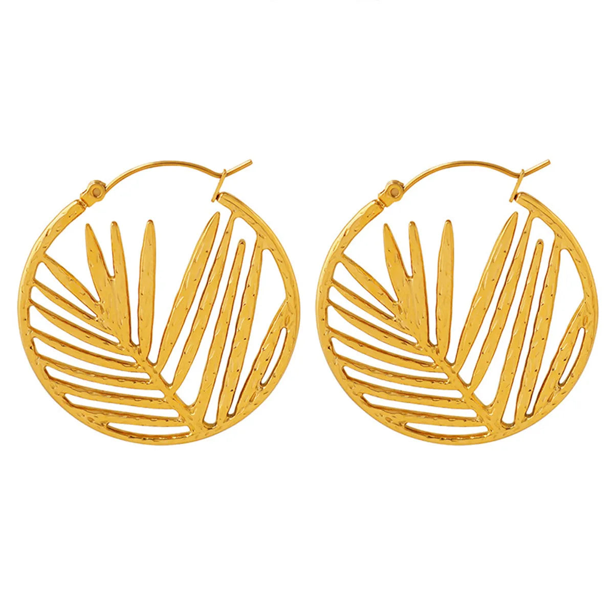 1 Pair Fashion Bamboo Plating Hollow Out 304 Stainless Steel 18K Gold Plated Earrings