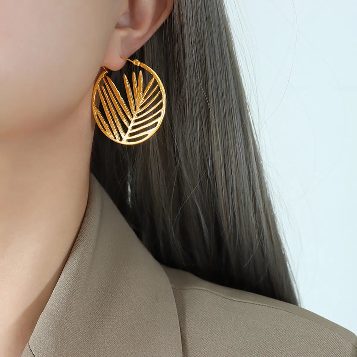 1 Pair Fashion Bamboo Plating Hollow Out 304 Stainless Steel 18K Gold Plated Earrings