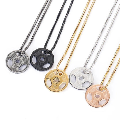 Fashion Barbell Titanium Steel Plating Hollow Out Pendant Necklace 1 Piece