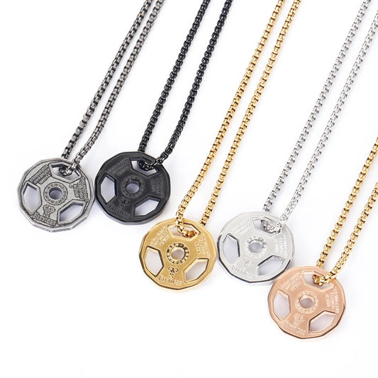 Fashion Barbell Titanium Steel Plating Hollow Out Pendant Necklace 1 Piece