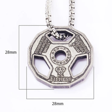 Fashion Barbell Titanium Steel Plating Hollow Out Pendant Necklace 1 Piece