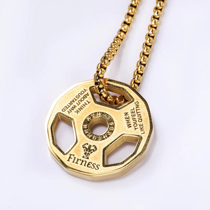 Fashion Barbell Titanium Steel Plating Hollow Out Pendant Necklace 1 Piece