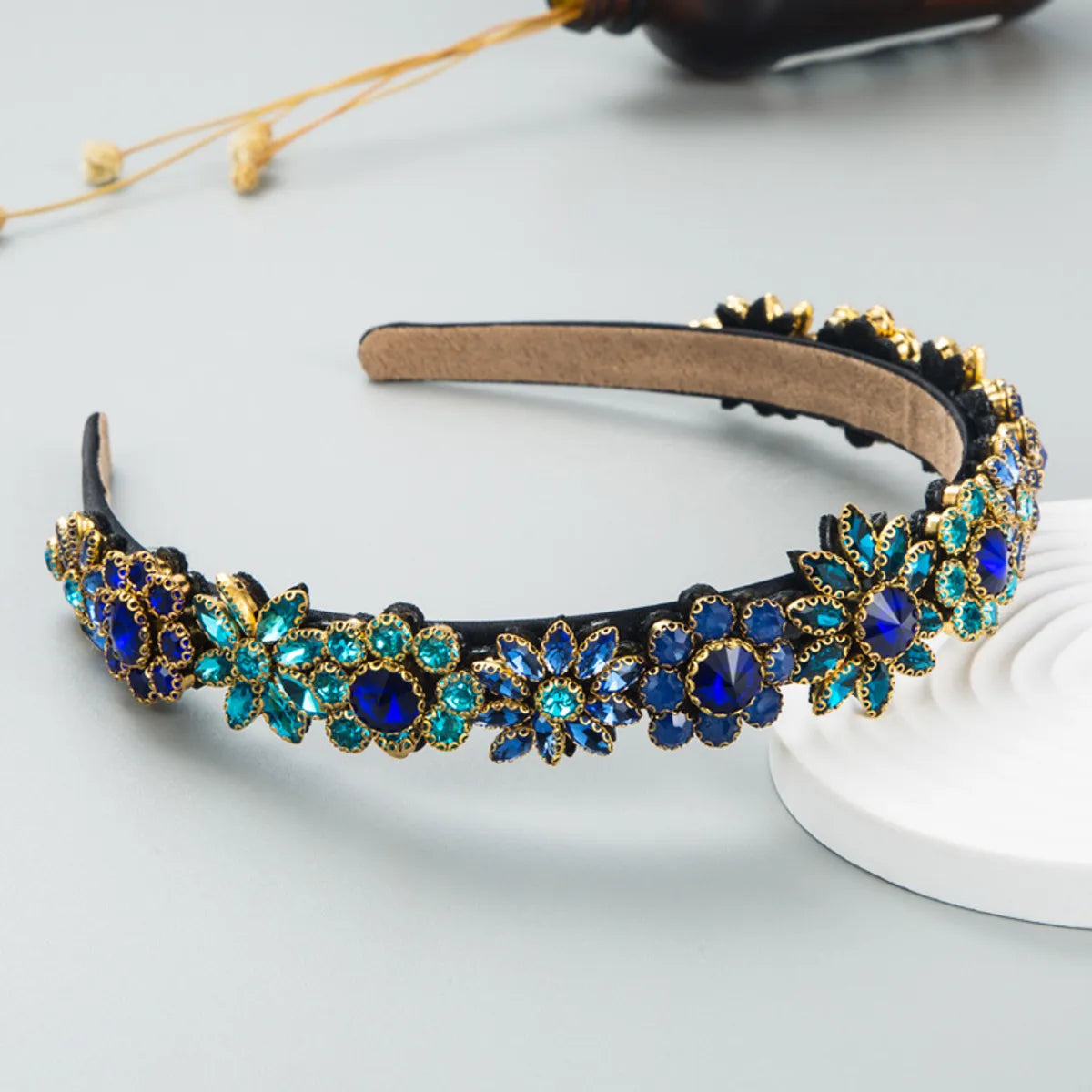 Fashion Baroque Inlaid Color Rhinestone Flower Wholesale Headband