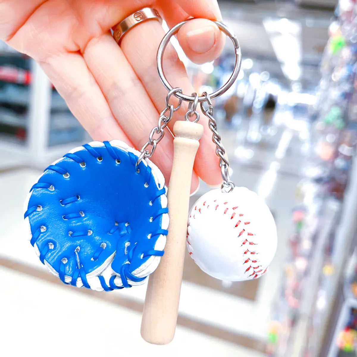 Fashion Baseball Pu Leather Unisex Bag Pendant Keychain