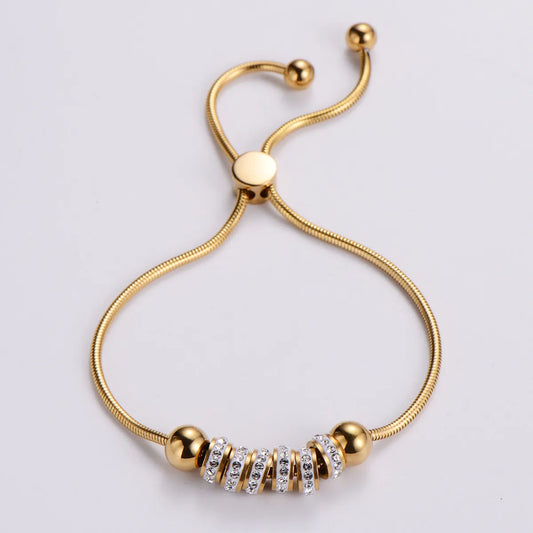 Fashion Beaded Stainless Steel Electroplating 18k Gold Bracelet