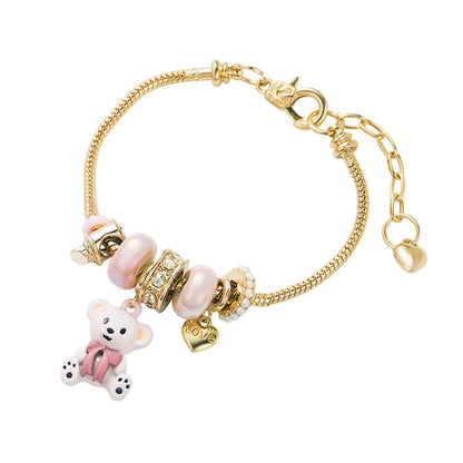 Fashion Bear Alloy Plating Inlay Rhinestones Pearl Women's Bracelets