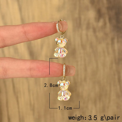 Fashion Bear Alloy Plating Zircon Women'S Drop Earrings 1 Pair