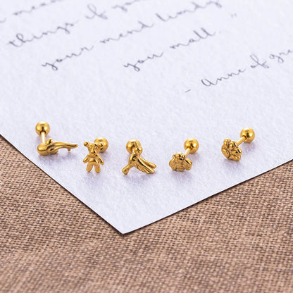 1 Piece Fashion Bear Bee Plating Stainless Steel Ear Studs