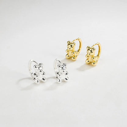 1 Pair Fashion Bear Plating Sterling Silver Earrings