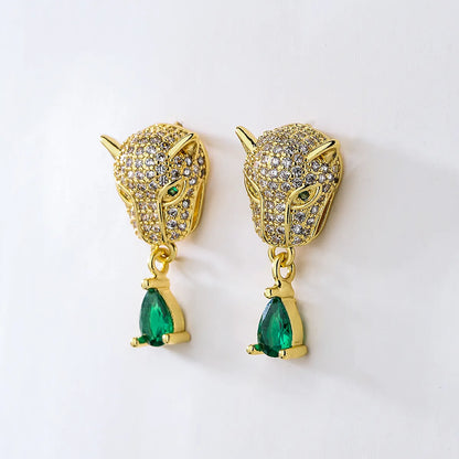 Fashion Bee Lizard Butterfly Copper Gold Plated Zircon Ear Studs 1 Pair