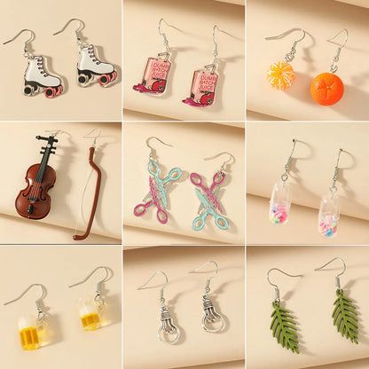 1 Pair Fashion Beer Leaves Orange Plating Alloy Drop Earrings