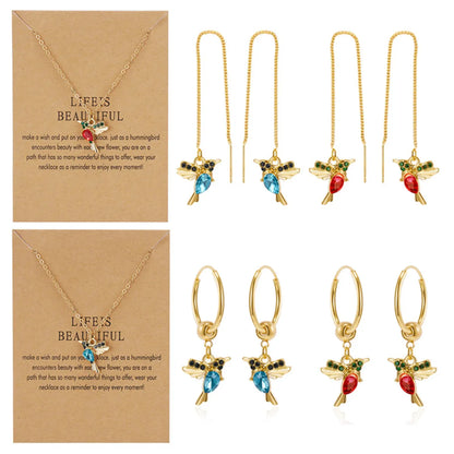 Fashion Bird Alloy Enamel Plating Inlay Rhinestones Women's Earrings Necklace