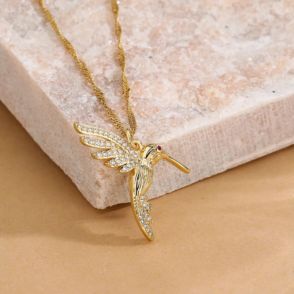 Fashion Bird Copper Zircon Pendant Necklace In Bulk