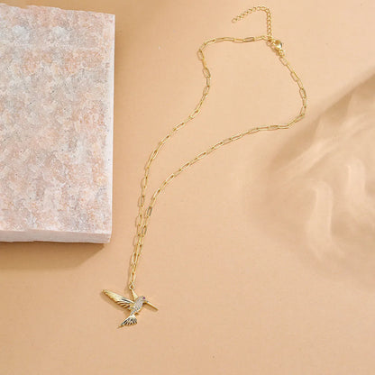 Fashion Bird Copper Zircon Pendant Necklace In Bulk