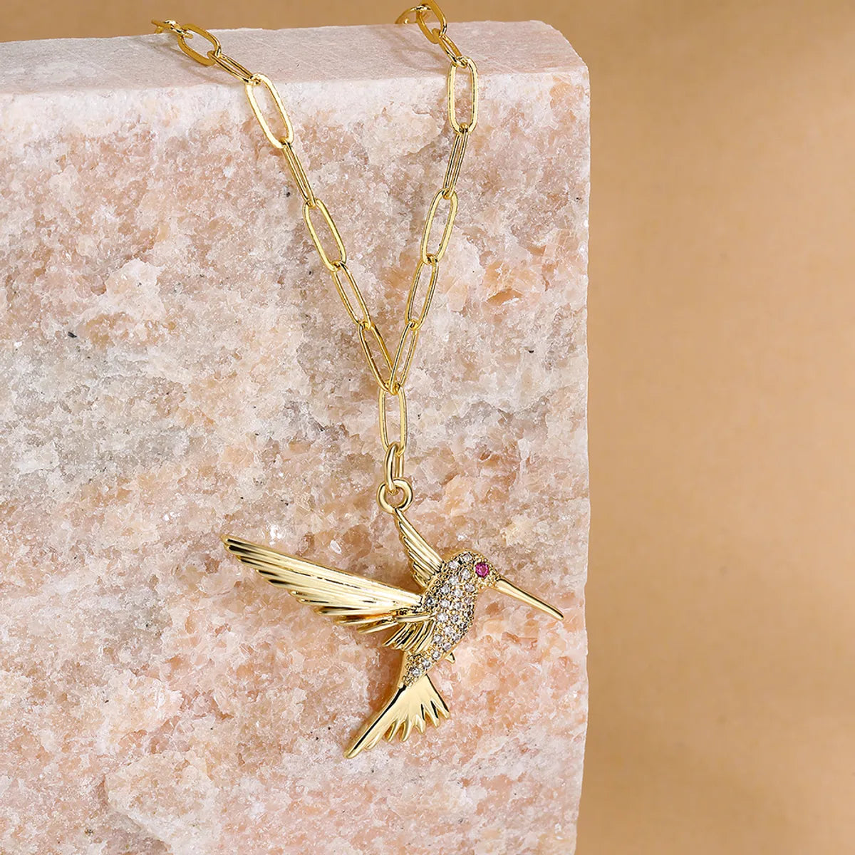 Fashion Bird Copper Zircon Pendant Necklace In Bulk